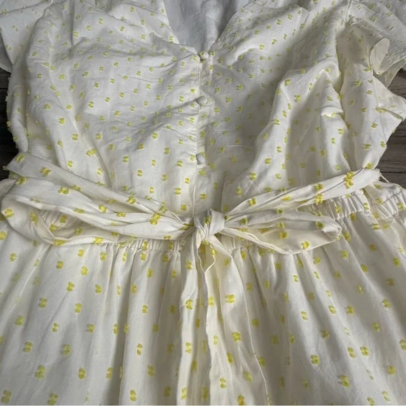 Lane Bryant White Dress w/Yellow Polka Dots A Line Size 20 Knee Length Summer - Picture 12 of 14